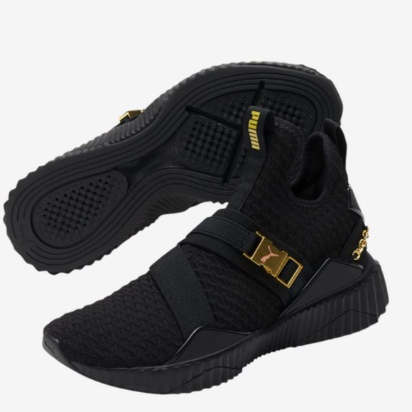 NEW Puma Metallic Gold Mid Athletic Women's Sneakers Shoes Black size 9 - Picture 3 of 6